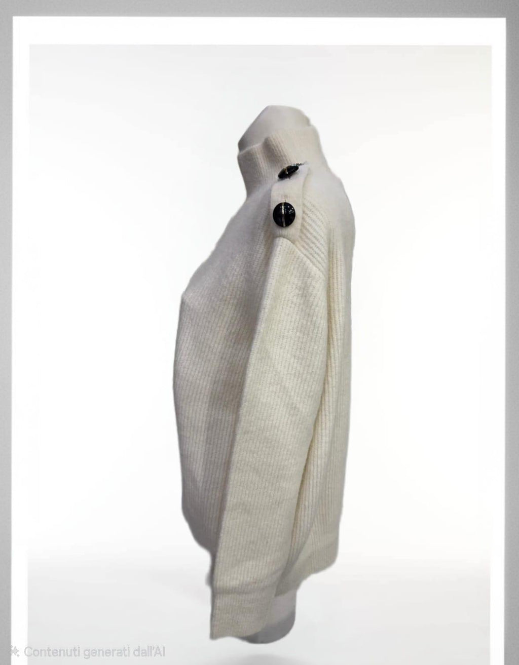 Maglia bianco collo alto con bottoni sulla spalla