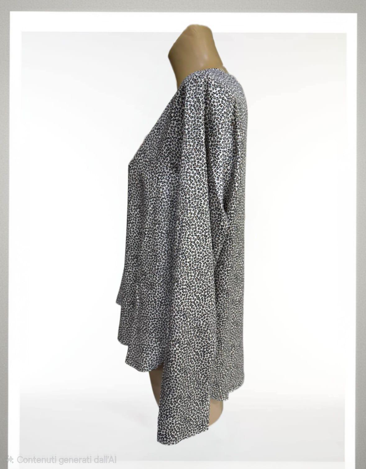 Camicia manica lunga base bianca maculata