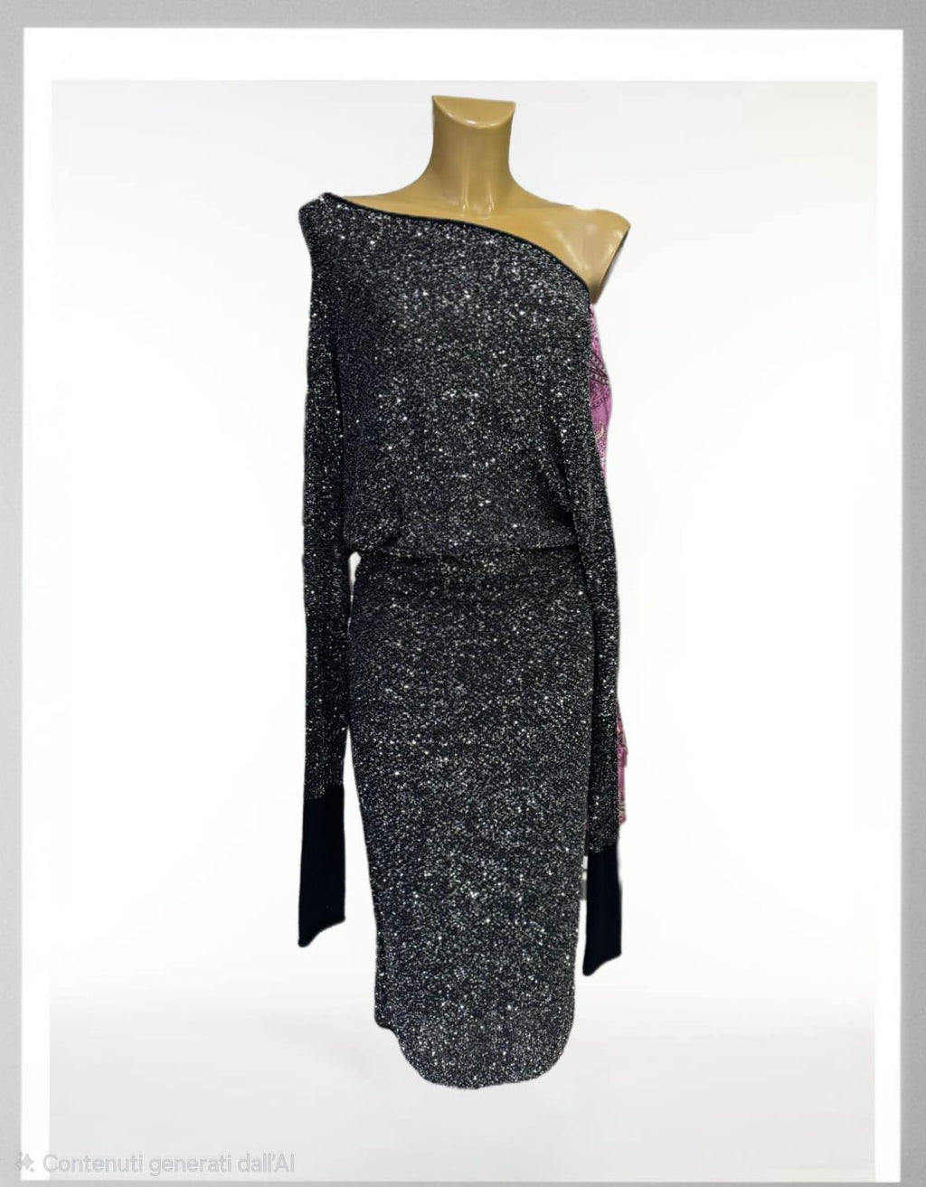 Abito lungo micro paillettes elasticizzato