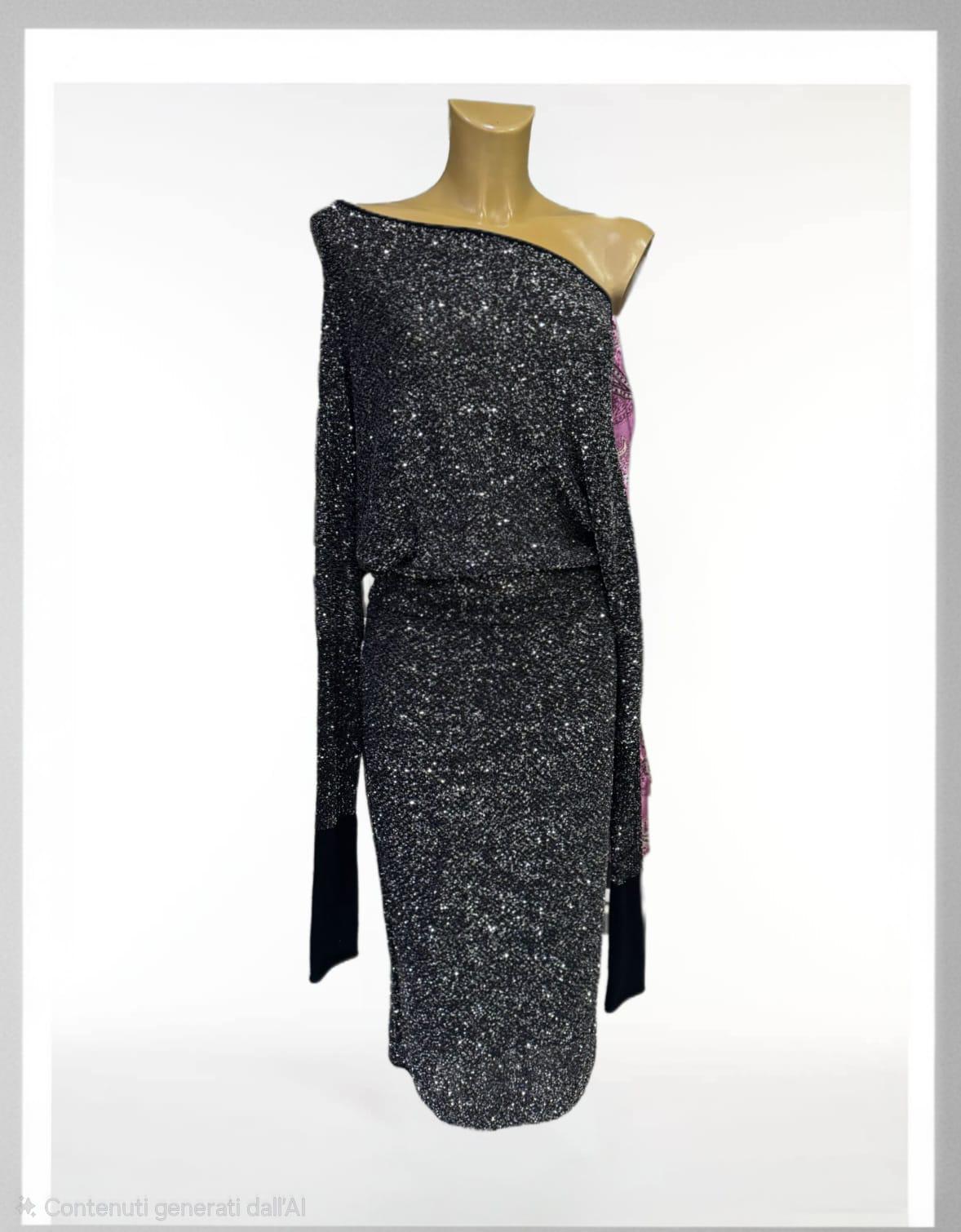 Abito lungo micro paillettes elasticizzato
