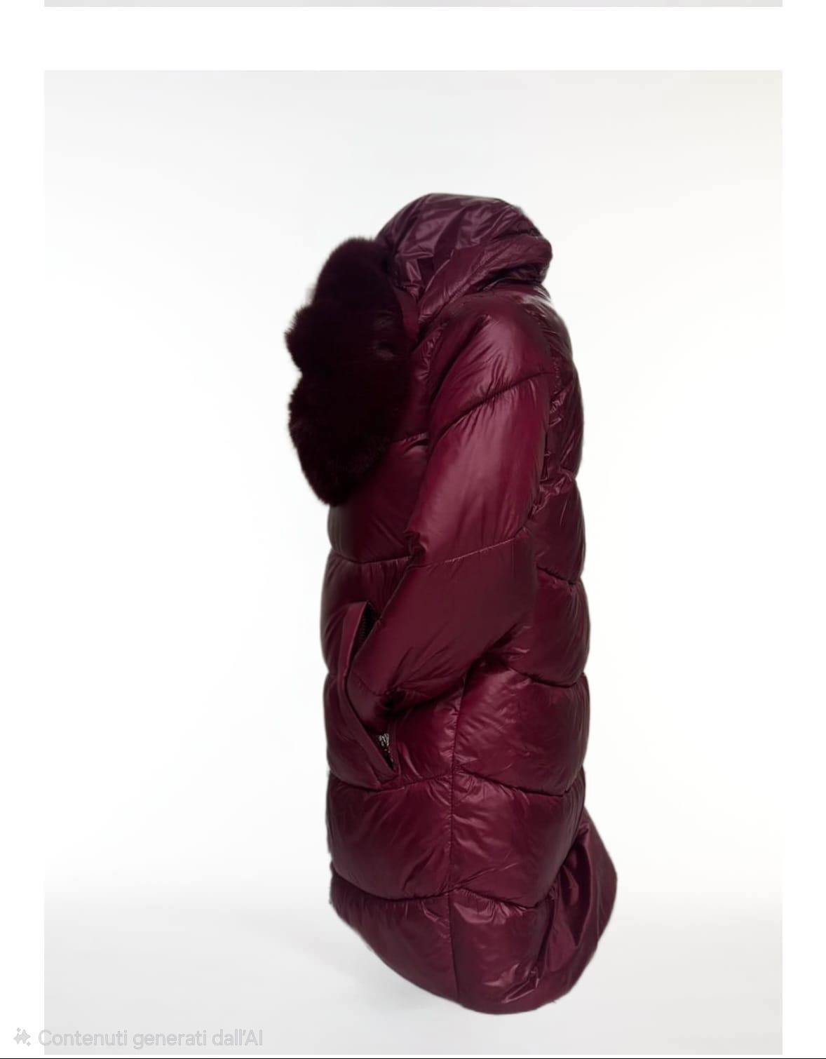 Piumino poliestere con cappuccio eco pelliccia