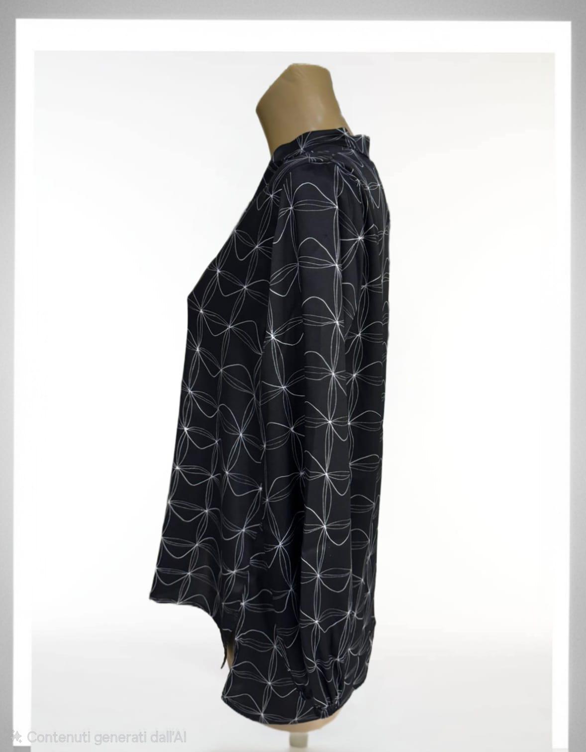 Camicia base nera fantasia con il bianco