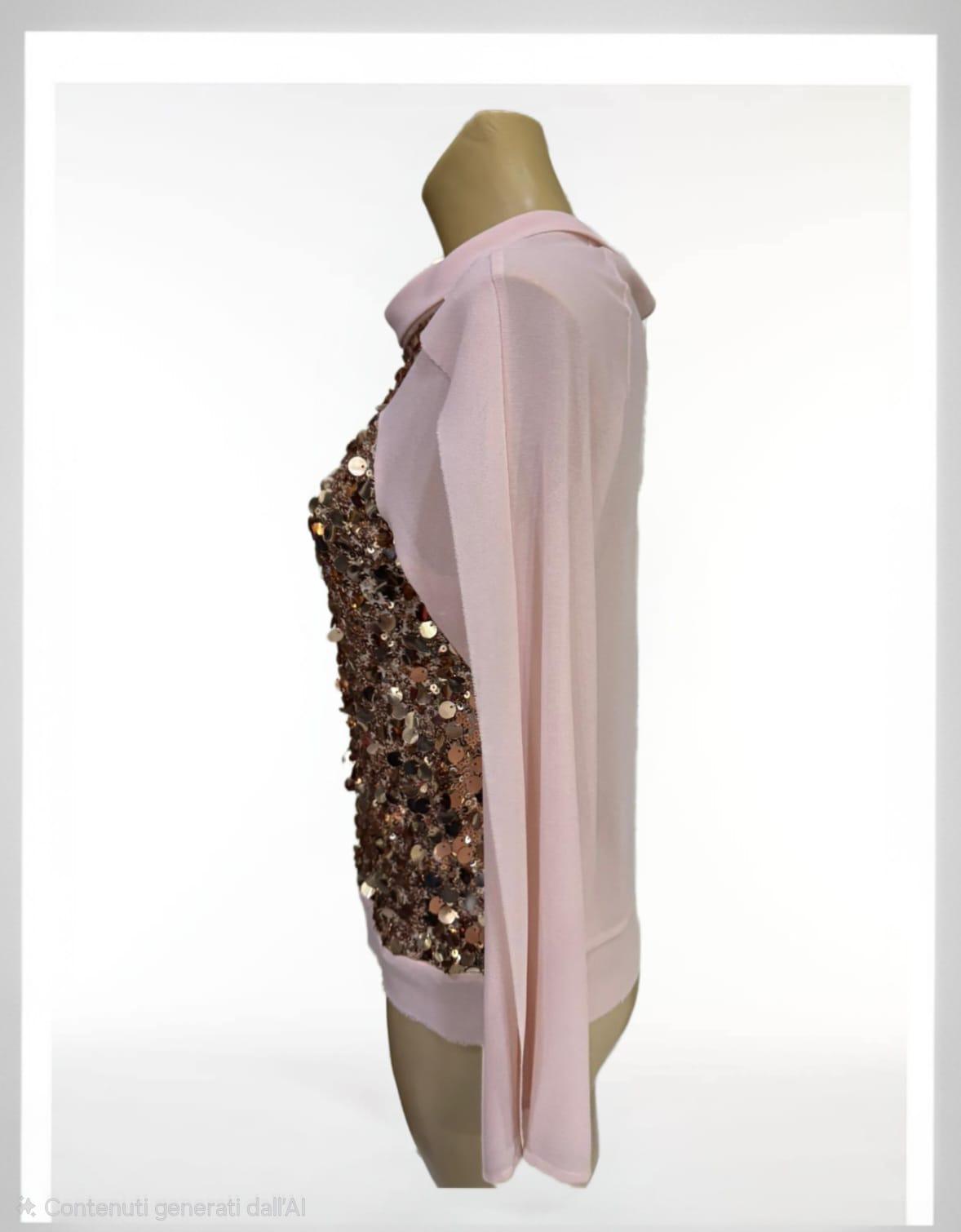Camicia manica tre quarti  con paillettes dorate