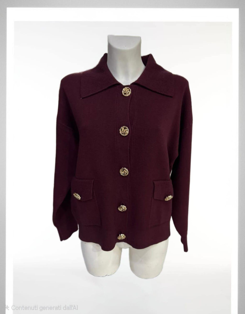 Maglia bordeuax con bottoni oro