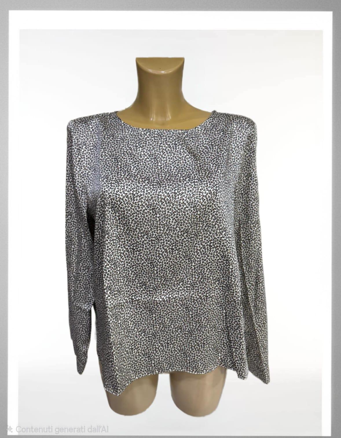 Camicia manica lunga base bianca maculata