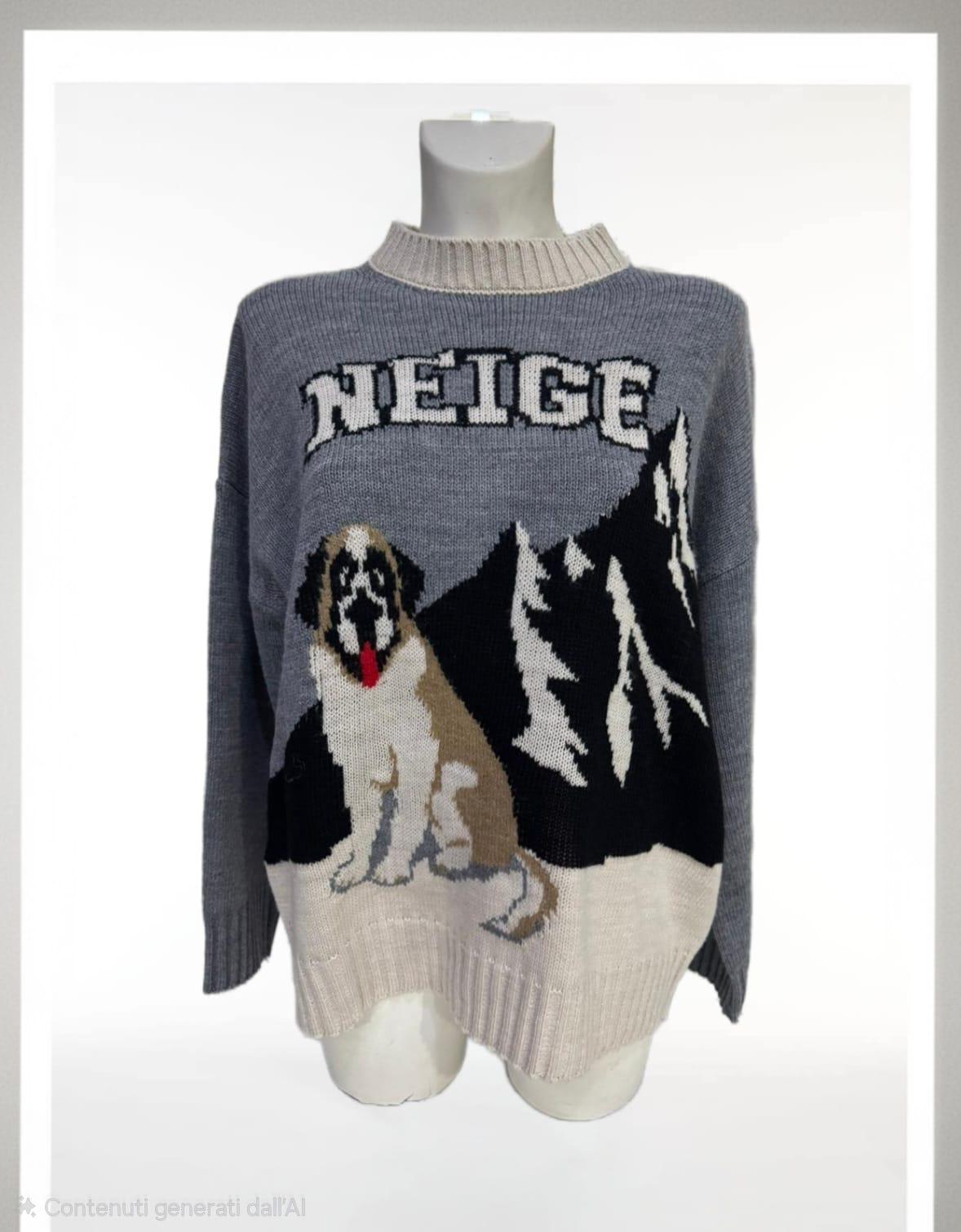 Maglia grigia e beige