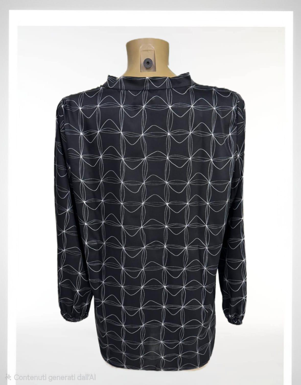 Camicia base nera fantasia con il bianco