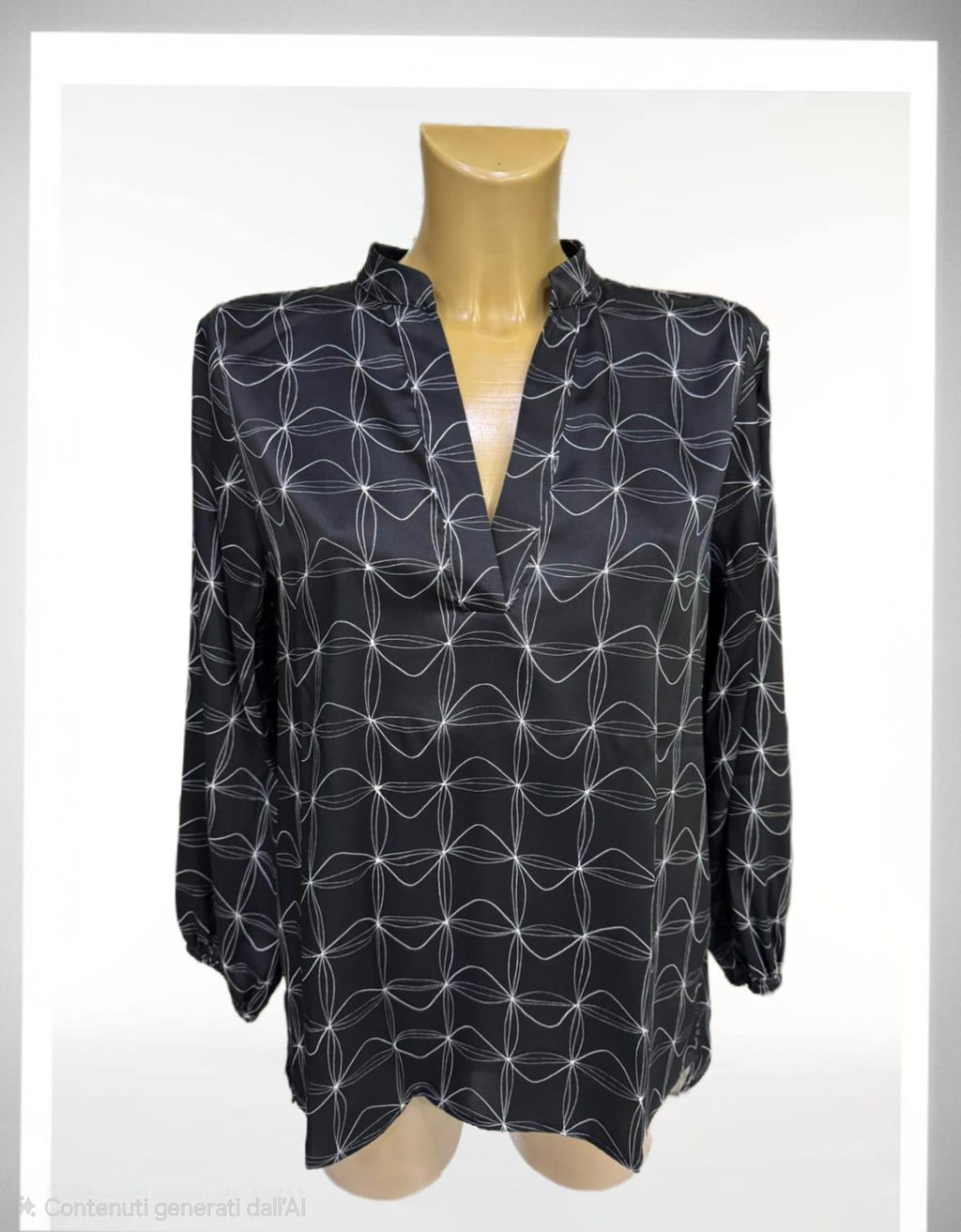 Camicia base nera fantasia con il bianco