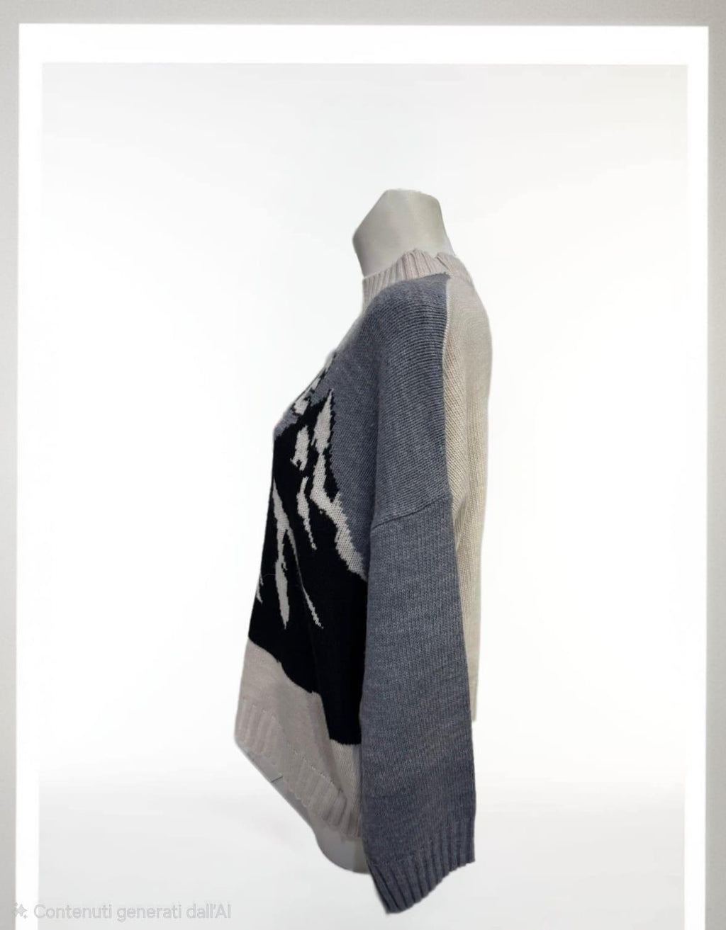 Maglia grigia e beige