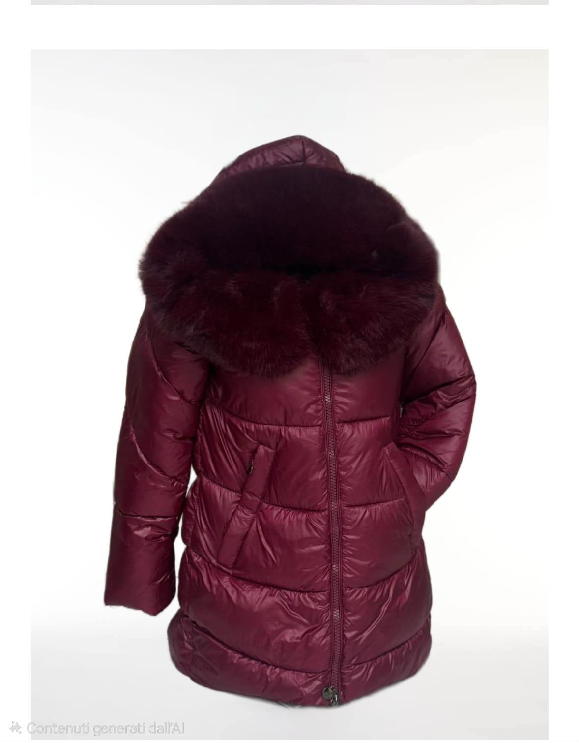 Piumino poliestere con cappuccio eco pelliccia