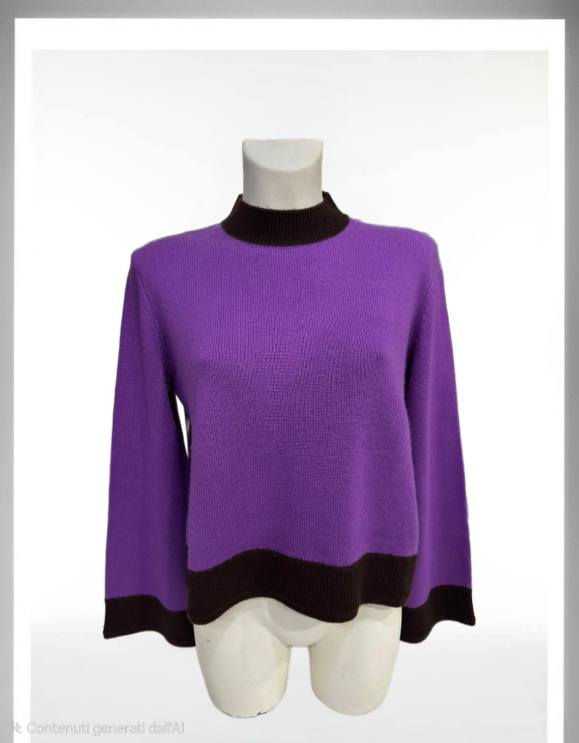 Maglia viola con bordo marrone