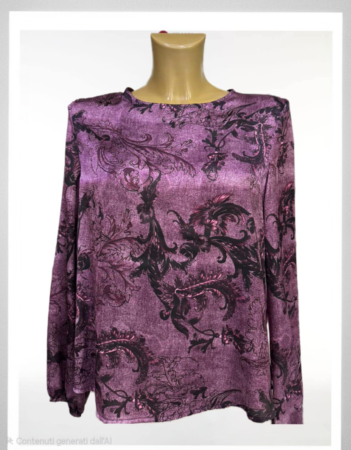 Camicia base rosa fantasia con il nero