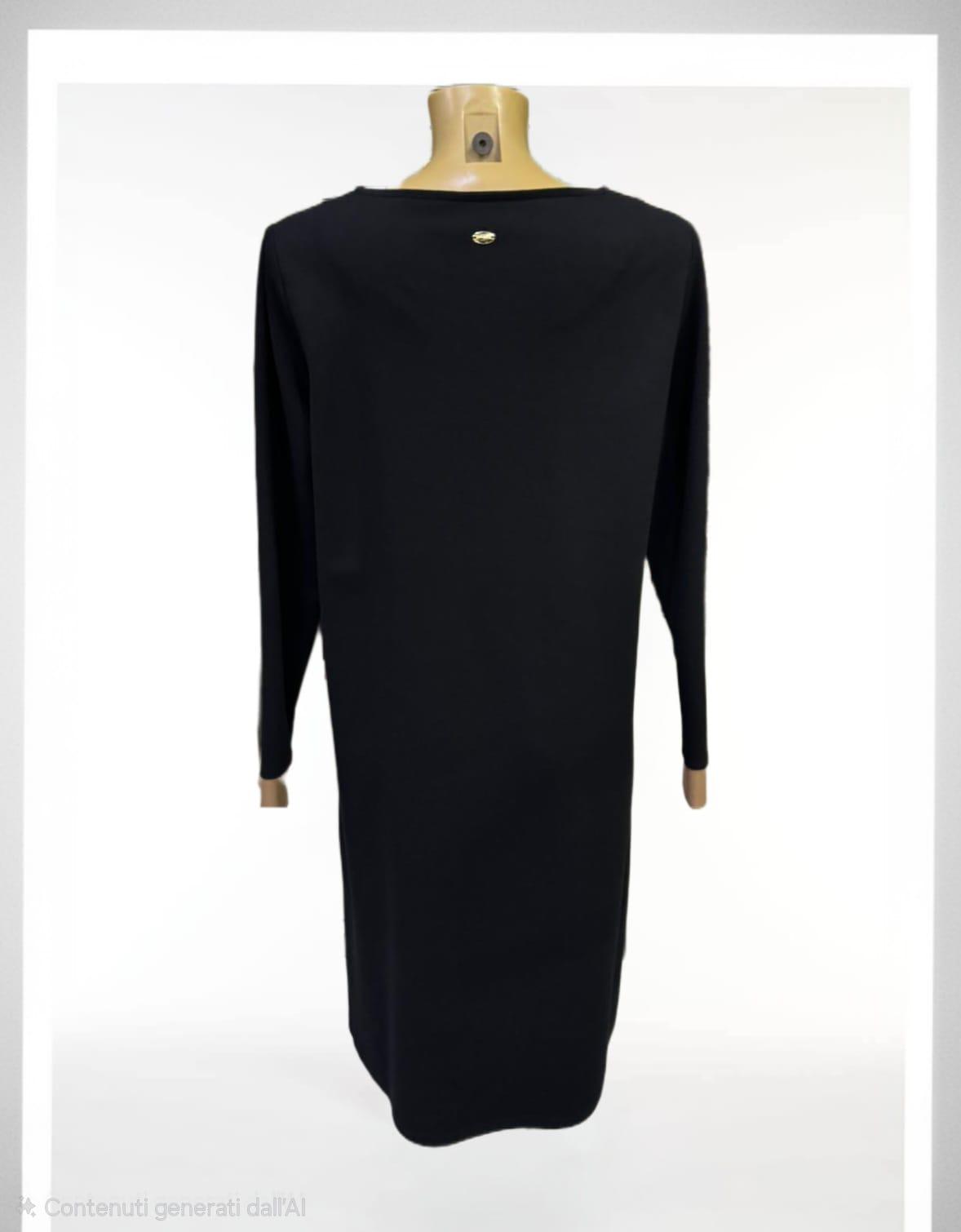 Abito midi nero con laterali marroni