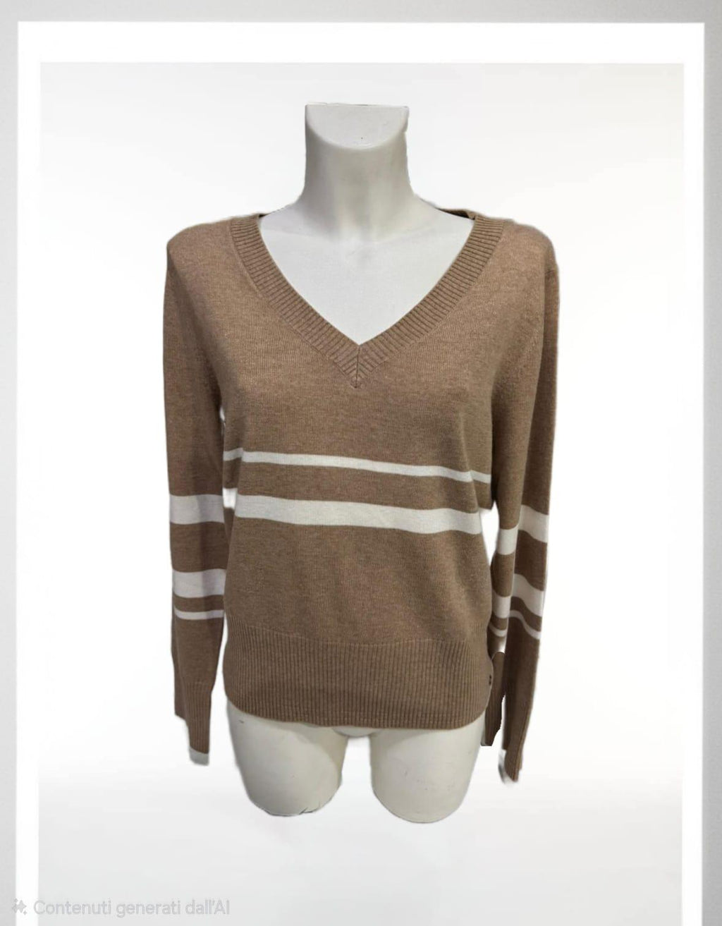 Maglia beige righe bianche