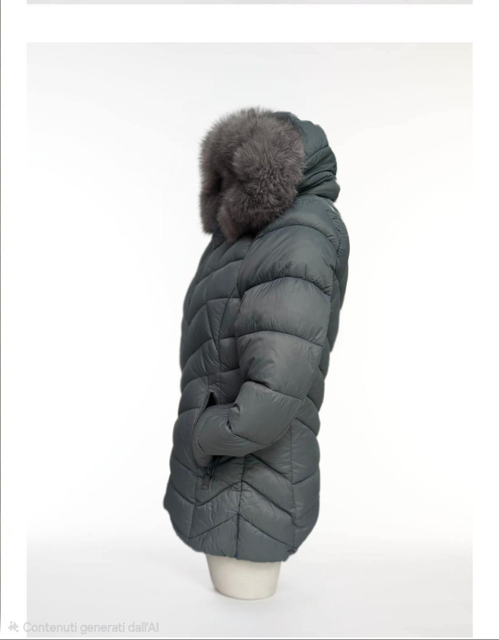 Giubbotto poliestere con cappuccio ed eco pelliccia
